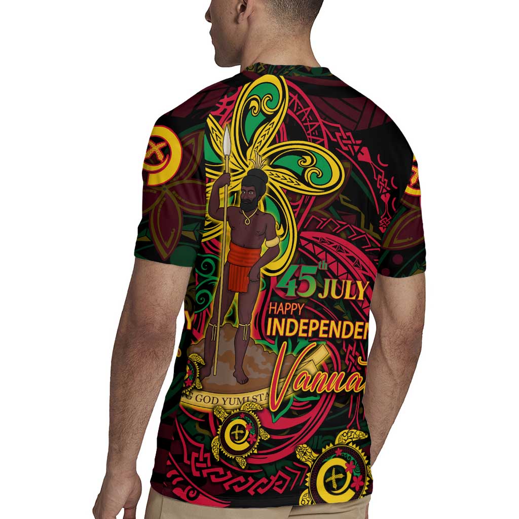 Custom Vanuatu 45th Independence Anniversary Rugby Jersey Flower Melanesian Namele Turtle - Polynesian Pride
