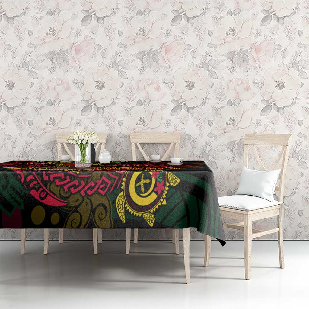 Vanuatu 45th Independence Anniversary Tablecloth Flower Melanesian Namele Turtle - Polynesian Pride