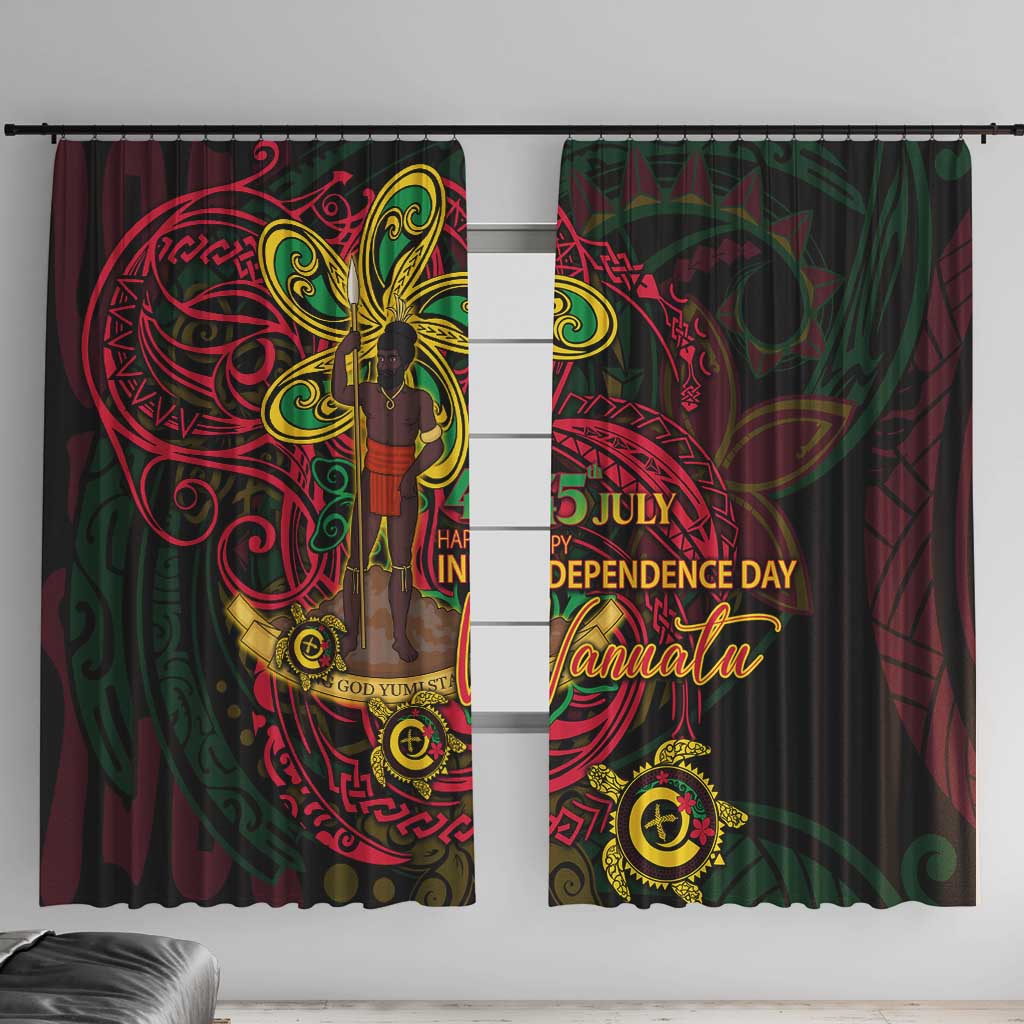 Vanuatu 45th Independence Anniversary Window Curtain Flower Melanesian Namele Turtle - Polynesian Pride