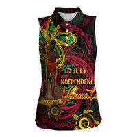 Custom Vanuatu 45th Independence Anniversary Women Sleeveless Polo Shirt Flower Melanesian Namele Turtle - Polynesian Pride