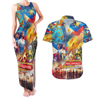 Custom The Philippines 126th Independence Anniversary Couples Matching Tank Maxi Dress and Hawaiian Shirt Art Style - Polynesian Pride