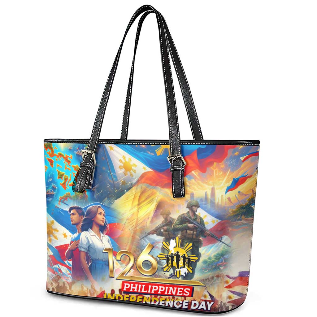 The Philippines 126th Independence Anniversary Leather Tote Bag Art Style - Polynesian Pride