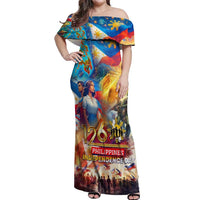 Custom The Philippines 126th Independence Anniversary Off Shoulder Maxi Dress Art Style - Polynesian Pride