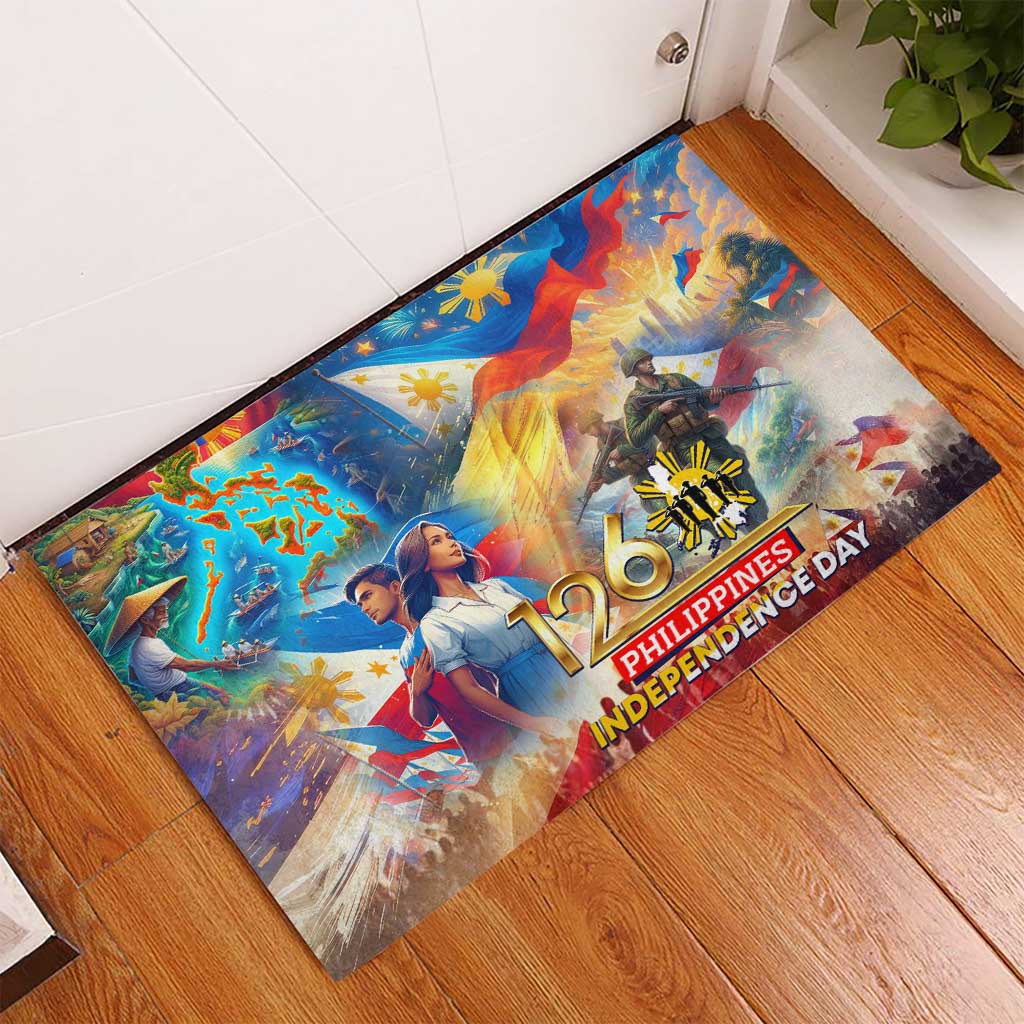 The Philippines 126th Independence Anniversary Rubber Doormat Art Style - Polynesian Pride