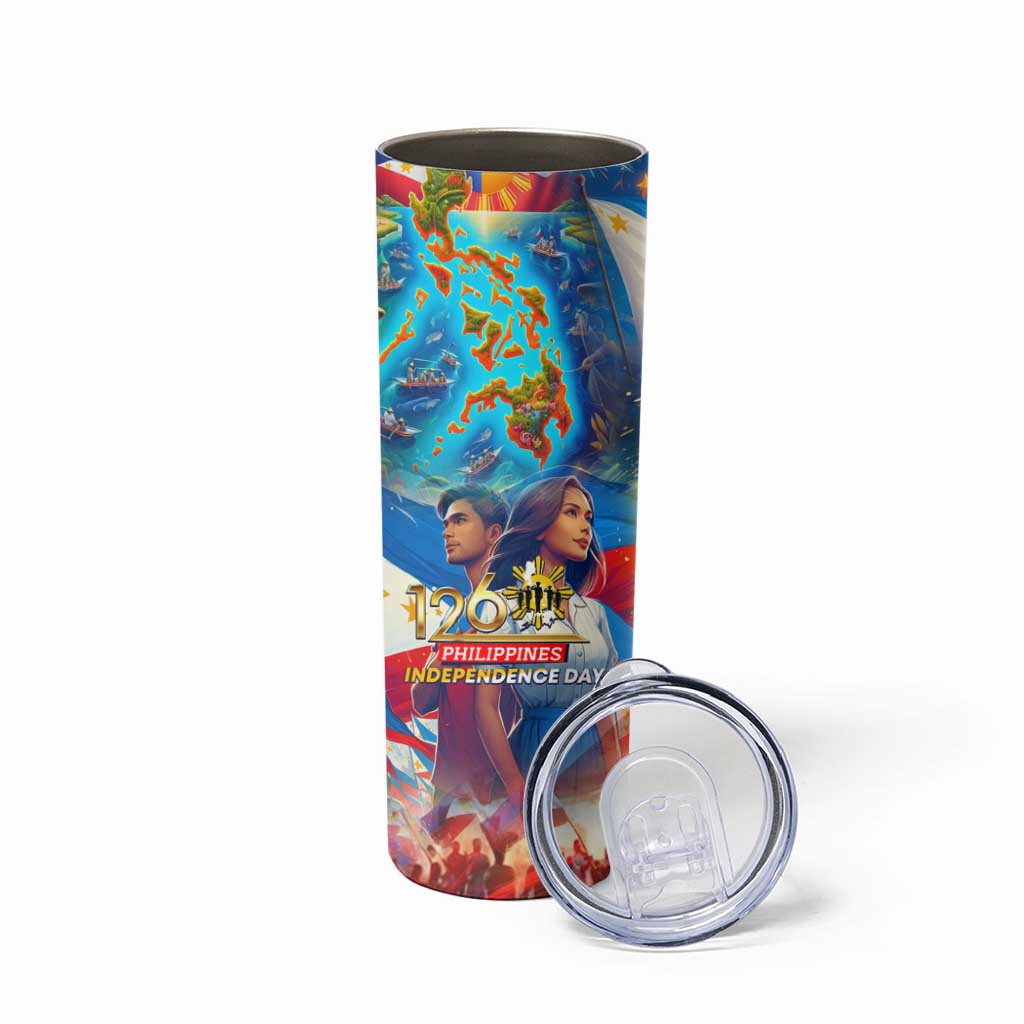 The Philippines 126th Independence Anniversary Skinny Tumbler Art Style - Polynesian Pride