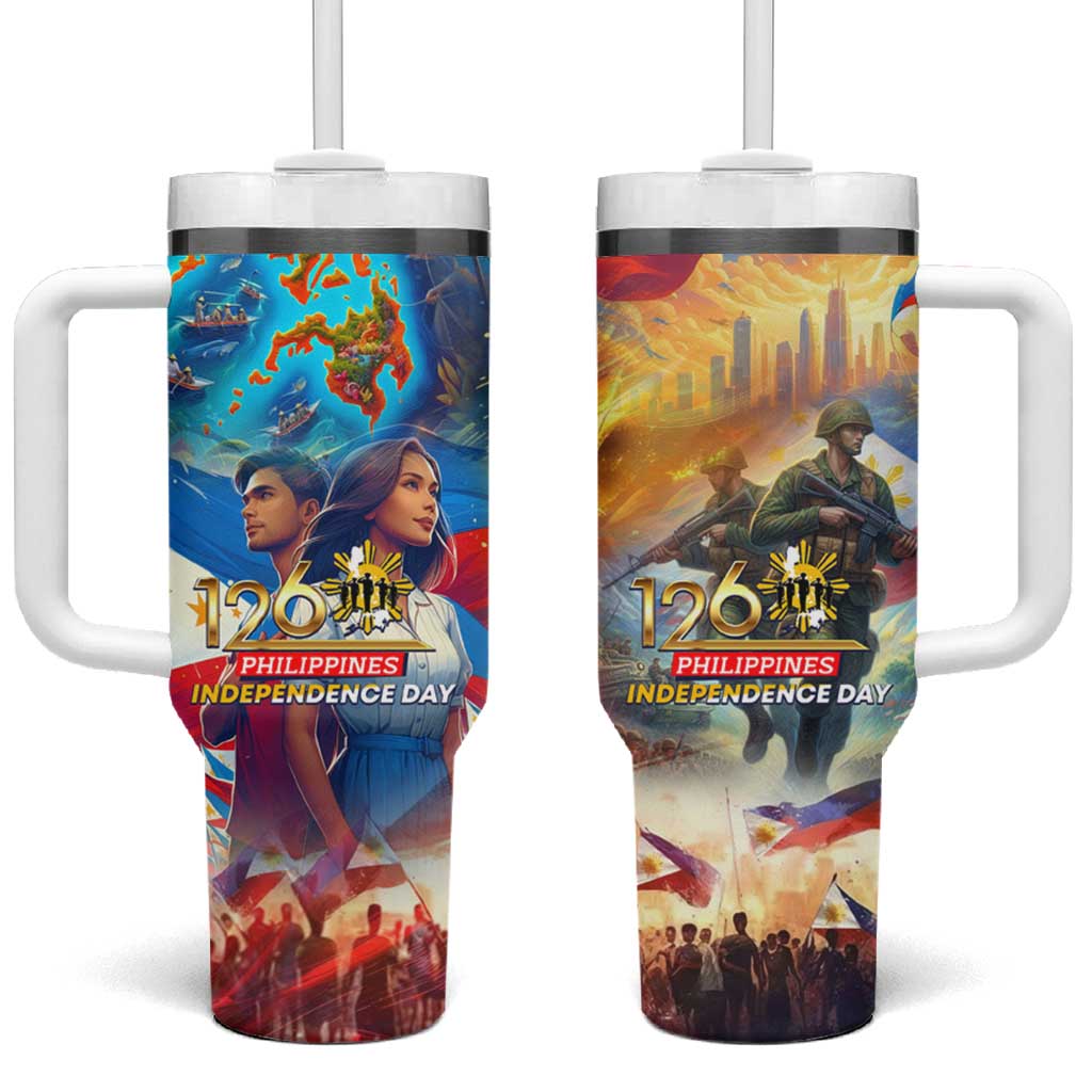 The Philippines 126th Independence Anniversary Tumbler With Handle Art Style - Polynesian Pride