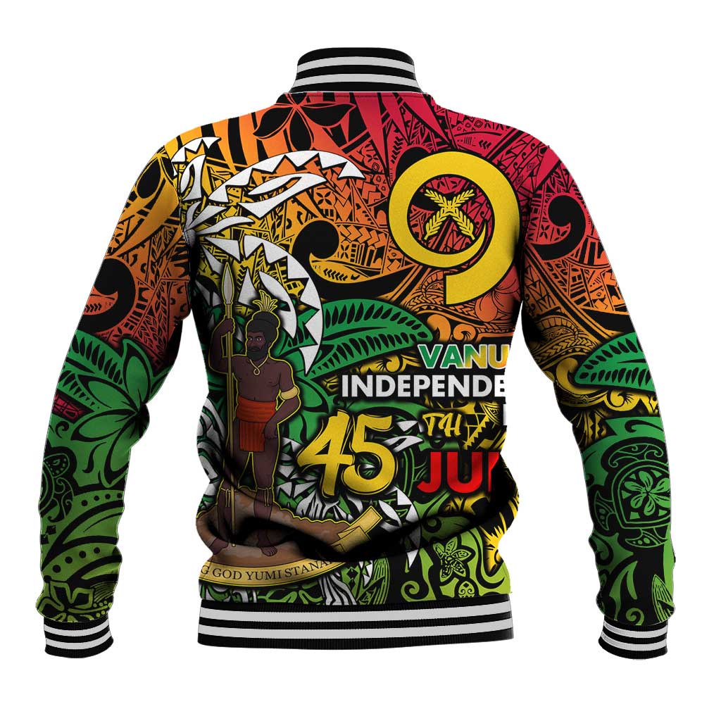 Personalized Vanuatu 45th Independence Anniversary Baseball Jacket Melanesian Pattern Reggae - Polynesian Pride