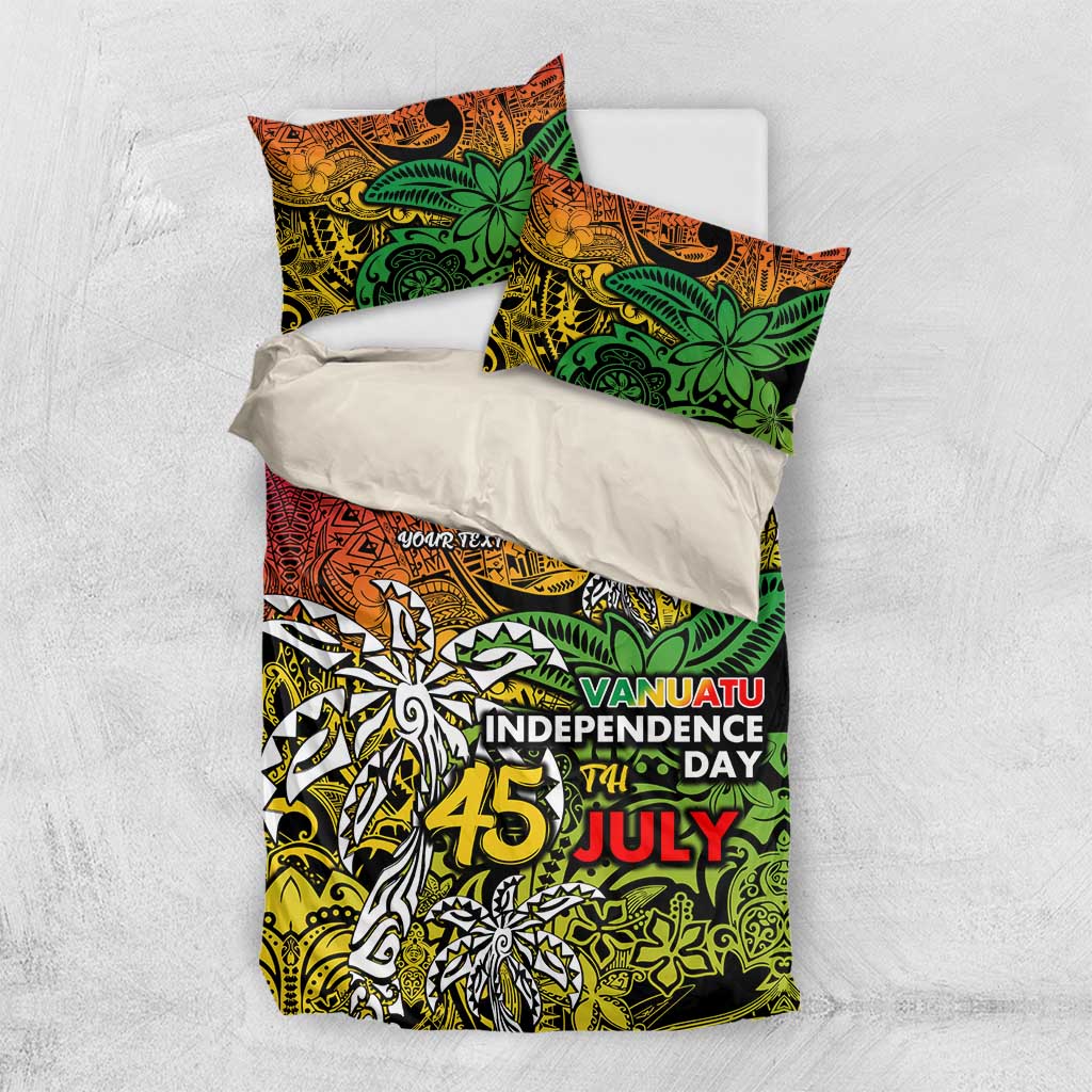Personalized Vanuatu 45th Independence Anniversary Bedding Set Melanesian Pattern Reggae DT02 US Twin 172cm x 218cm Art - Polynesian Pride