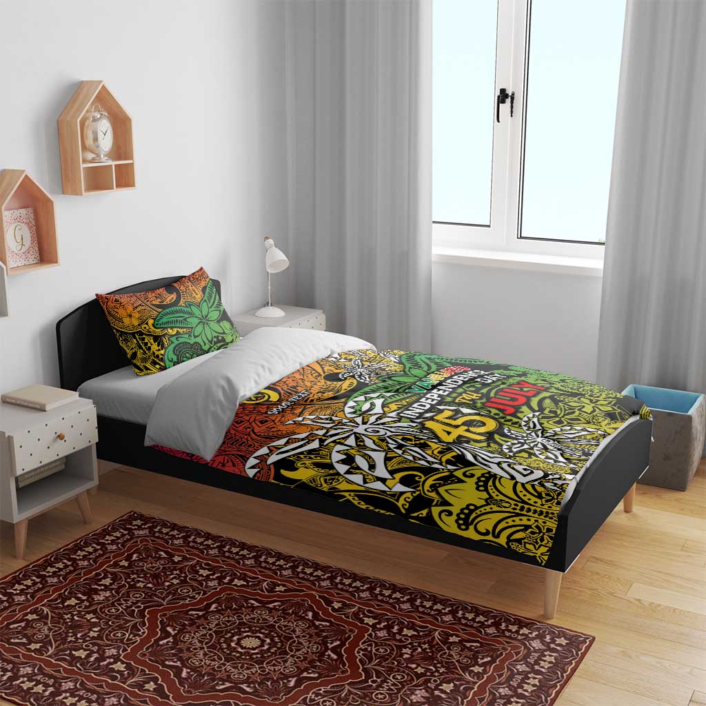 Personalized Vanuatu 45th Independence Anniversary Bedding Set Melanesian Pattern Reggae DT02 - Polynesian Pride