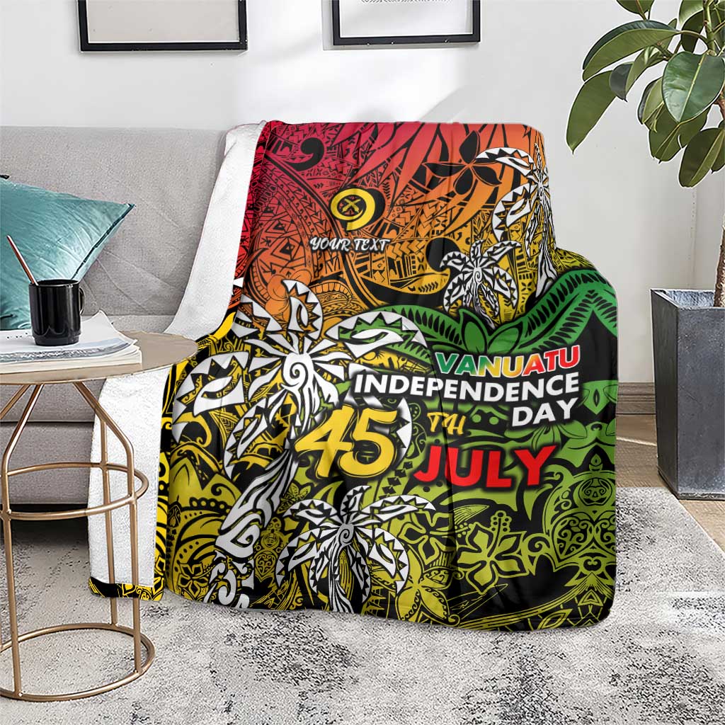 Personalized Vanuatu 45th Independence Anniversary Blanket Melanesian Pattern Reggae - Polynesian Pride