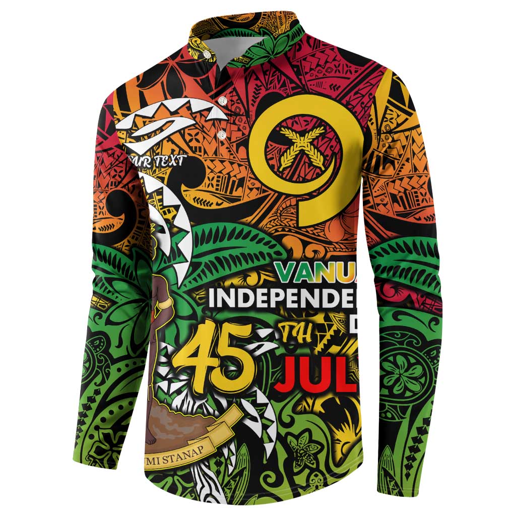 Personalized Vanuatu 45th Independence Anniversary Button Sweatshirt Melanesian Pattern Reggae - Polynesian Pride
