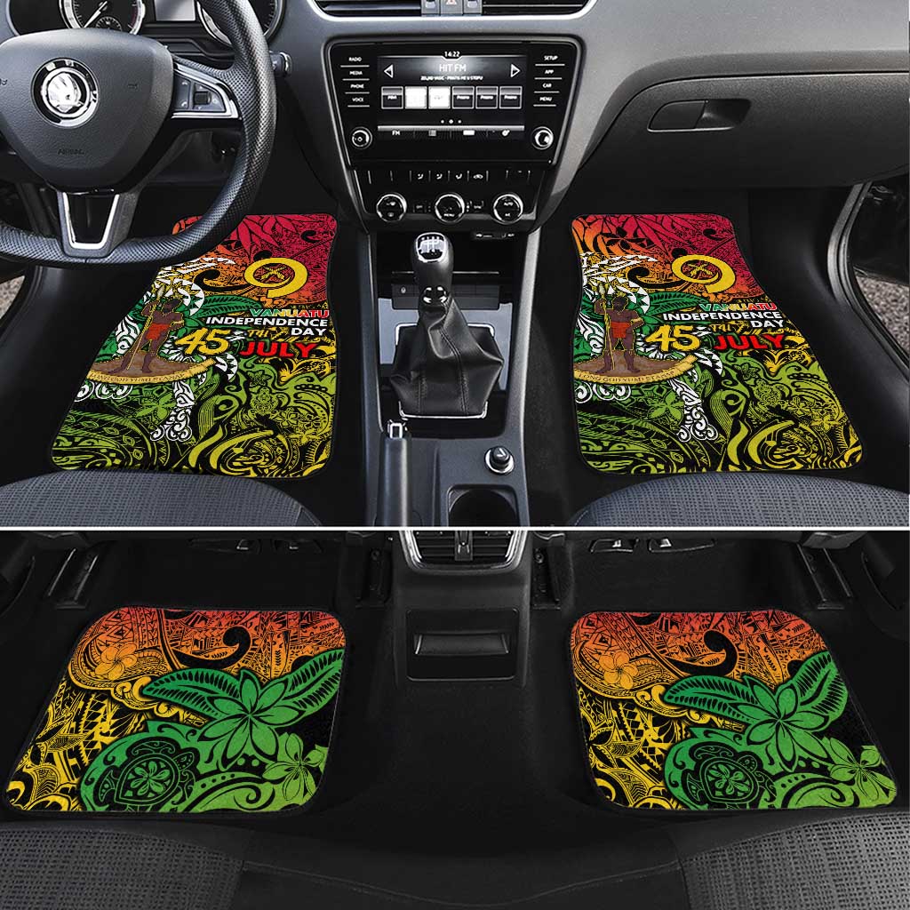 Personalized Vanuatu 45th Independence Anniversary Car Mats Melanesian Pattern Reggae - Polynesian Pride
