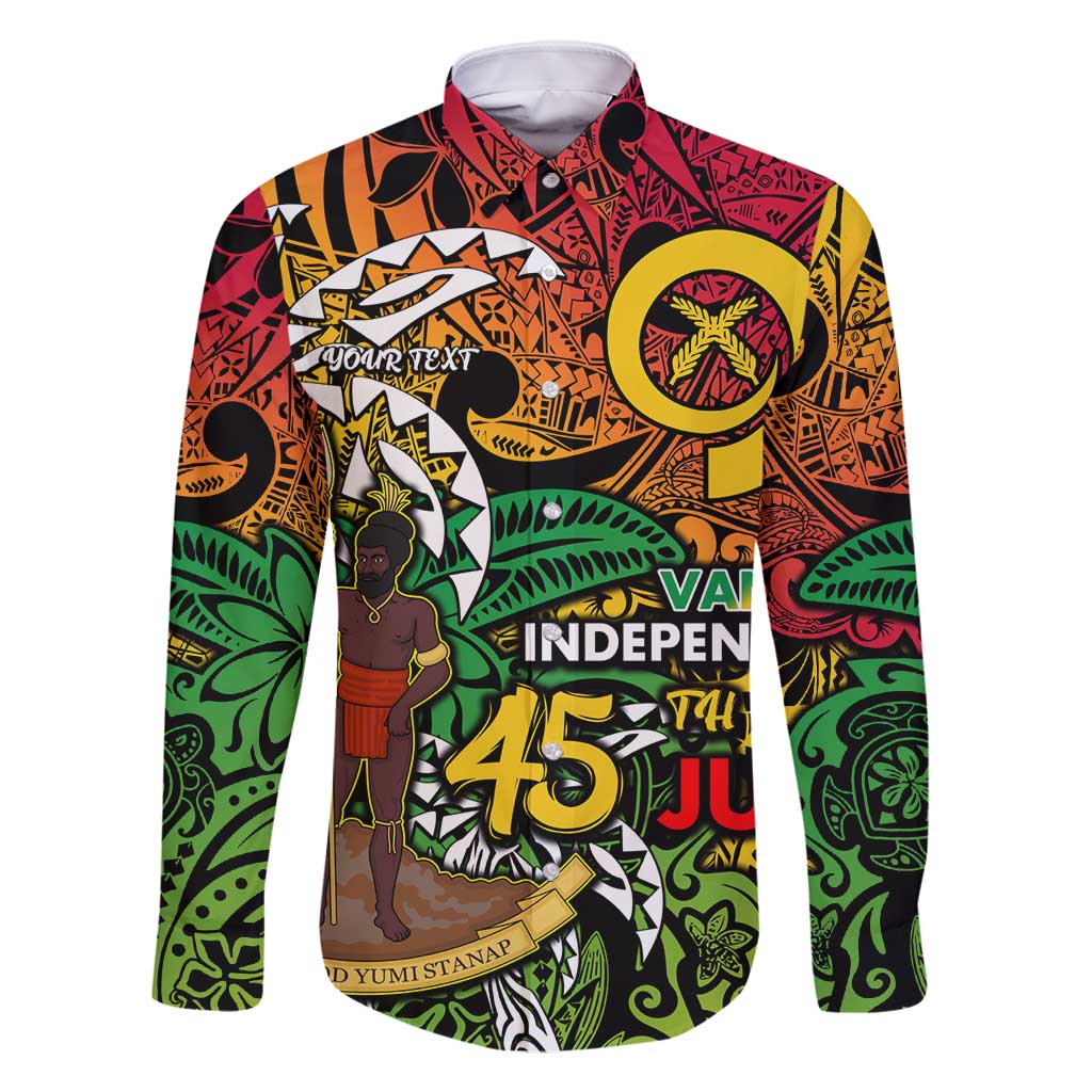 Personalized Vanuatu 45th Independence Anniversary Family Matching Long Sleeve Bodycon Dress and Hawaiian Shirt Melanesian Pattern Reggae - Polynesian Pride