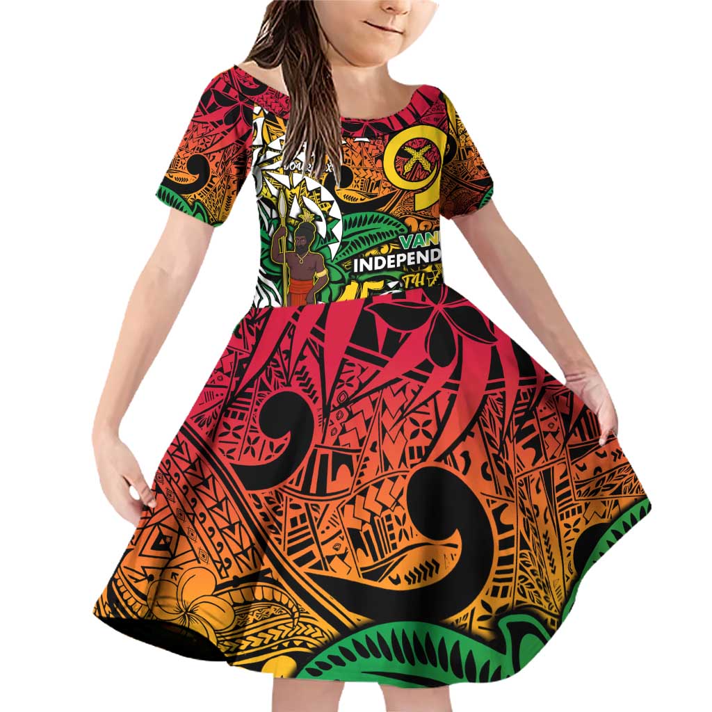 Personalized Vanuatu 45th Independence Anniversary Family Matching Off Shoulder Short Dress and Hawaiian Shirt Melanesian Pattern Reggae - Polynesian Pride