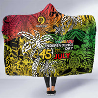 Personalized Vanuatu 45th Independence Anniversary Hooded Blanket Melanesian Pattern Reggae - Polynesian Pride