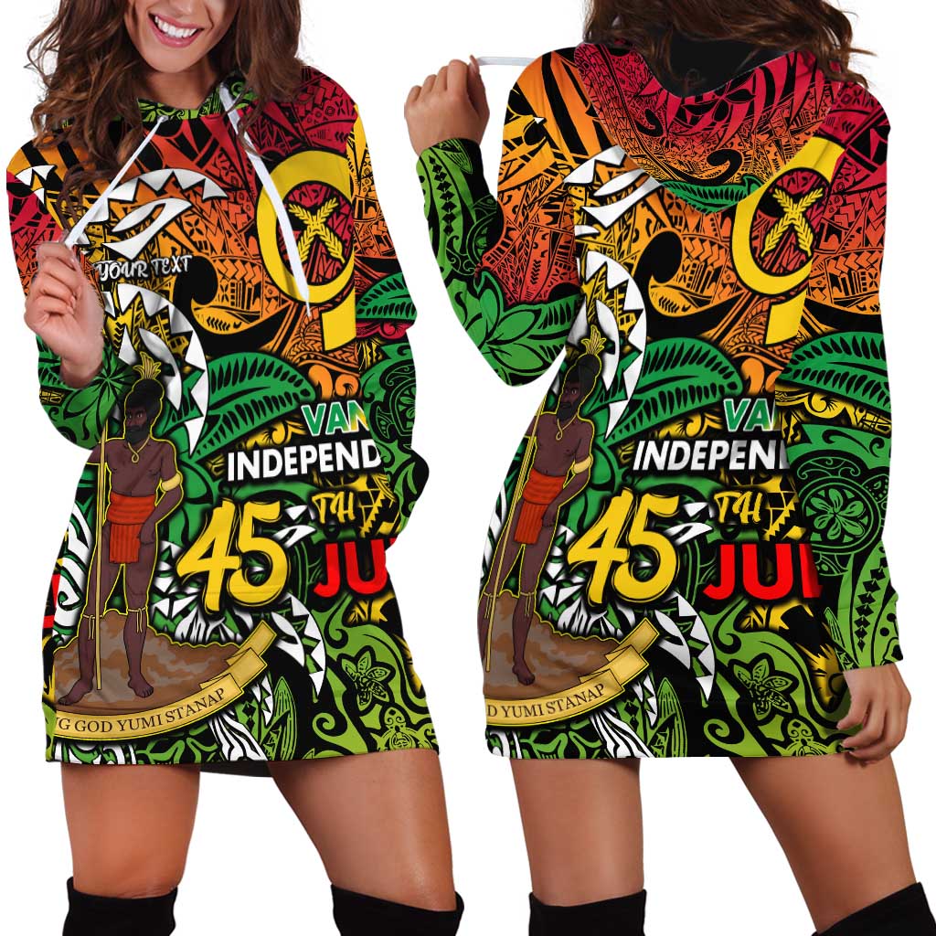Personalized Vanuatu 45th Independence Anniversary Hoodie Dress Melanesian Pattern Reggae - Polynesian Pride