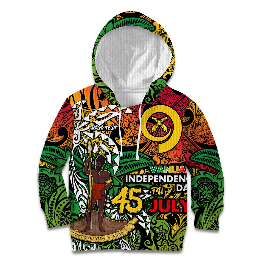 Personalized Vanuatu 45th Independence Anniversary Kid Hoodie Melanesian Pattern Reggae - Polynesian Pride