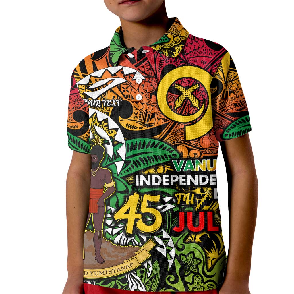 Personalized Vanuatu 45th Independence Anniversary Kid Polo Shirt Melanesian Pattern Reggae - Polynesian Pride