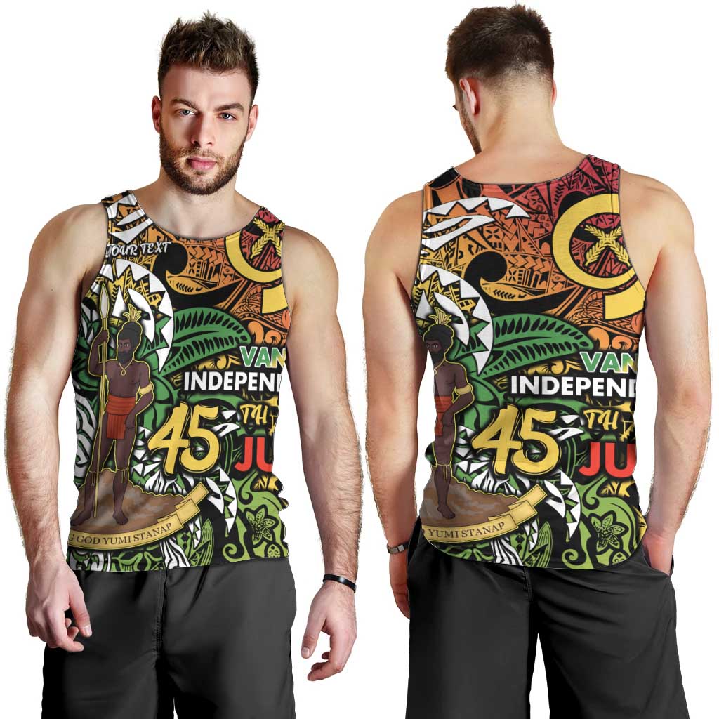 Personalized Vanuatu 45th Independence Anniversary Men Tank Top Melanesian Pattern Reggae - Polynesian Pride