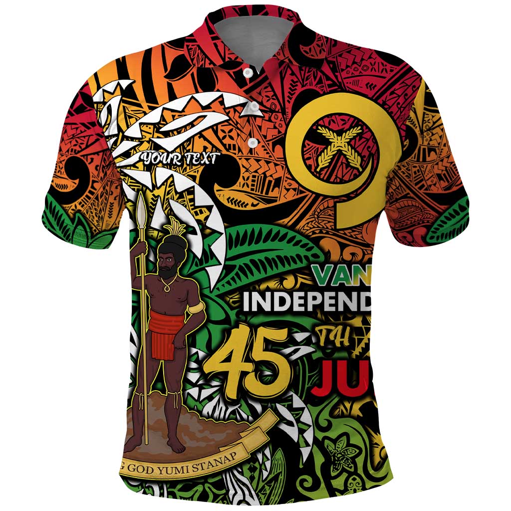 Personalized Vanuatu 45th Independence Anniversary Polo Shirt Melanesian Pattern Reggae - Polynesian Pride