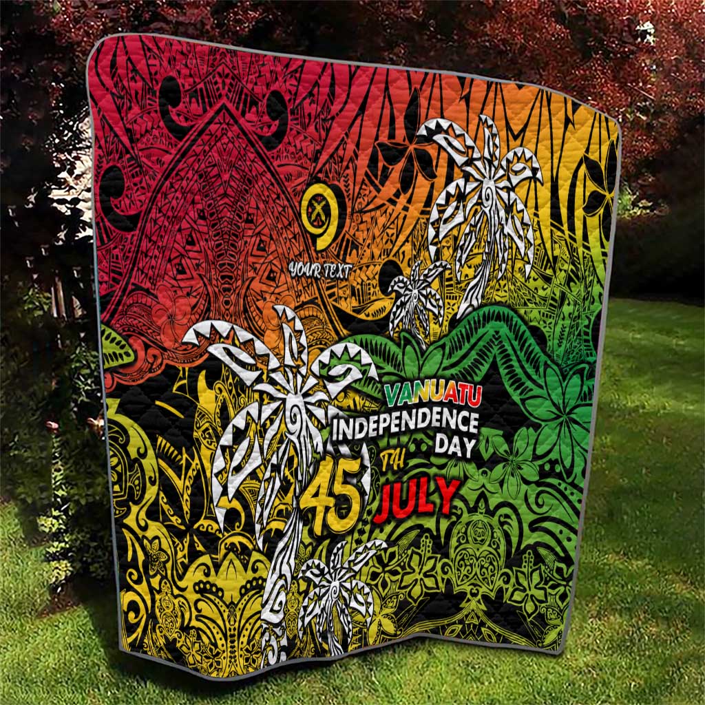 Personalized Vanuatu 45th Independence Anniversary Quilt Melanesian Pattern Reggae - Polynesian Pride