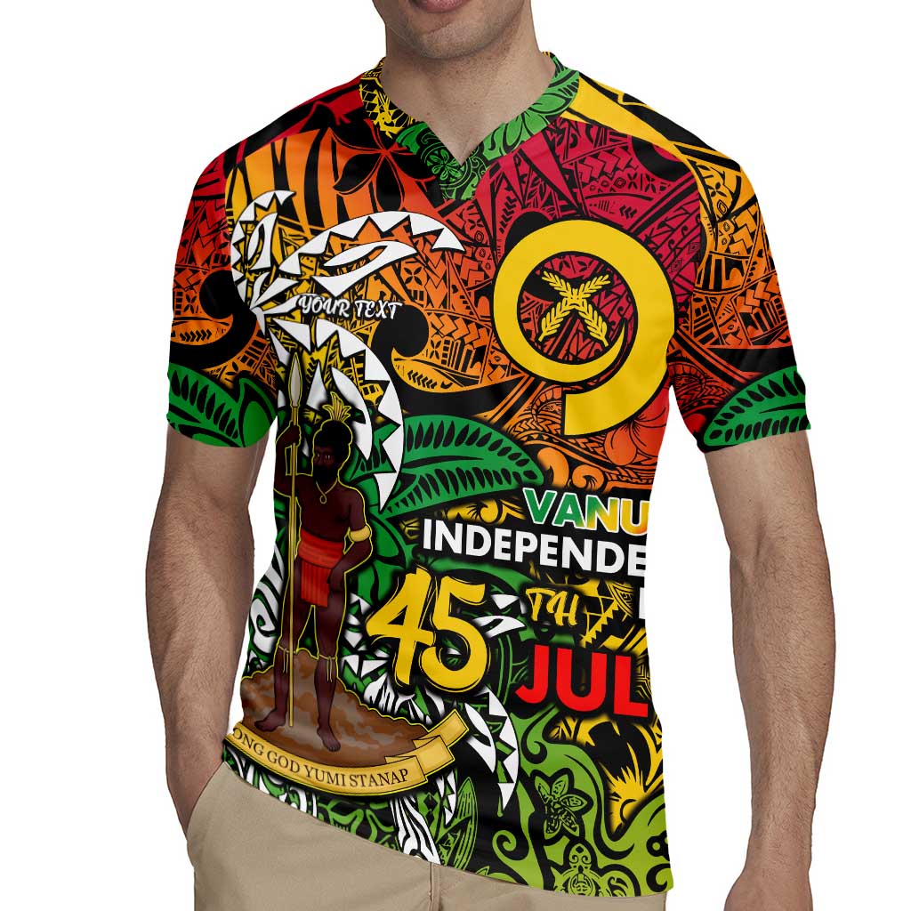 Personalized Vanuatu 45th Independence Anniversary Rugby Jersey Melanesian Pattern Reggae - Polynesian Pride