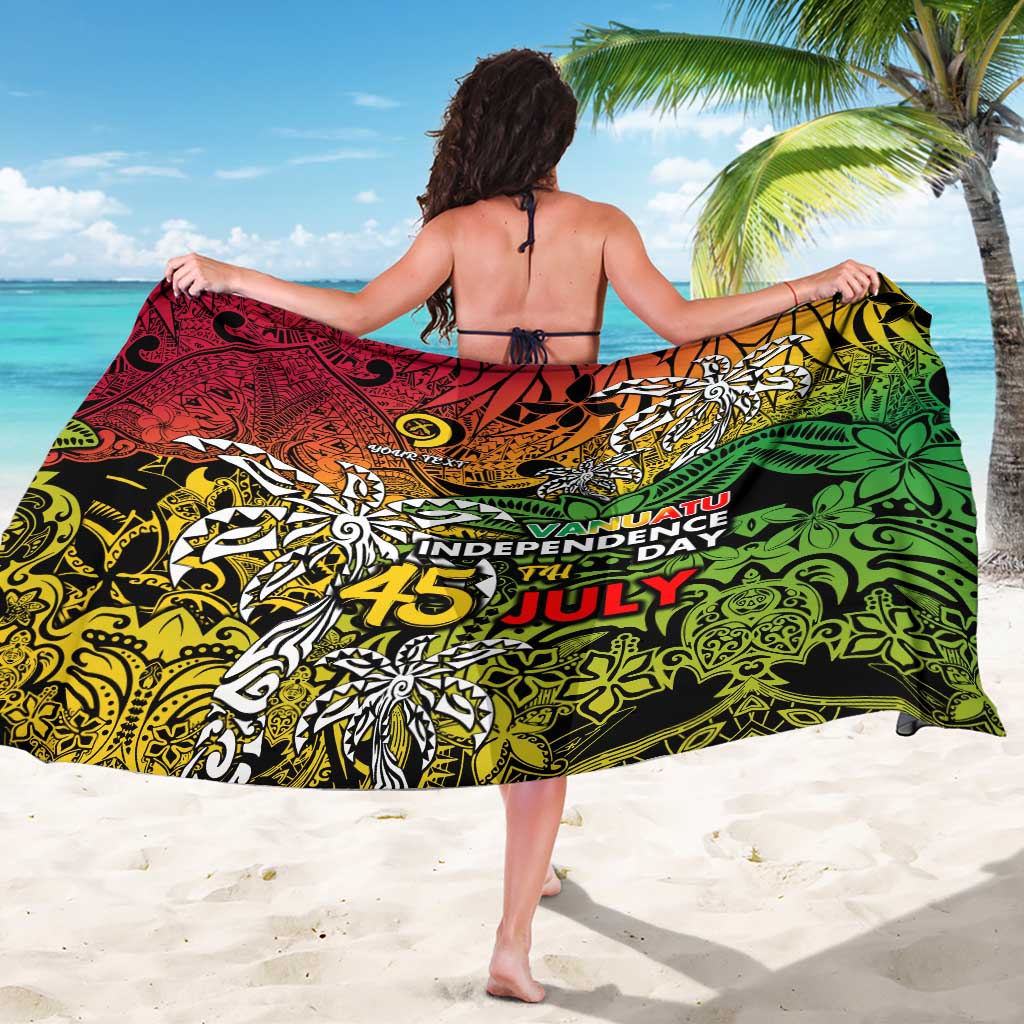 Personalized Vanuatu 45th Independence Anniversary Sarong Melanesian Pattern Reggae DT02 - Polynesian Pride