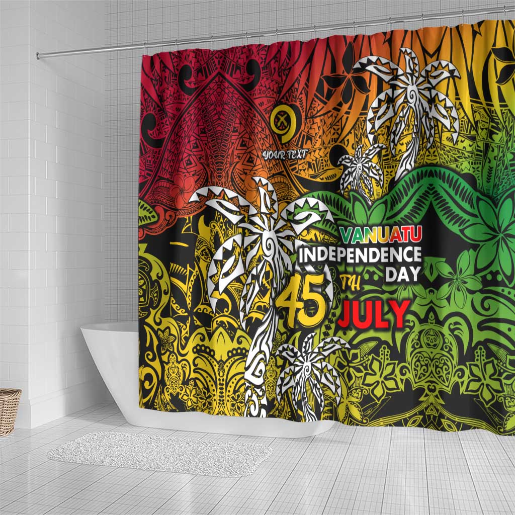 Personalized Vanuatu 45th Independence Anniversary Shower Curtain Melanesian Pattern Reggae - Polynesian Pride