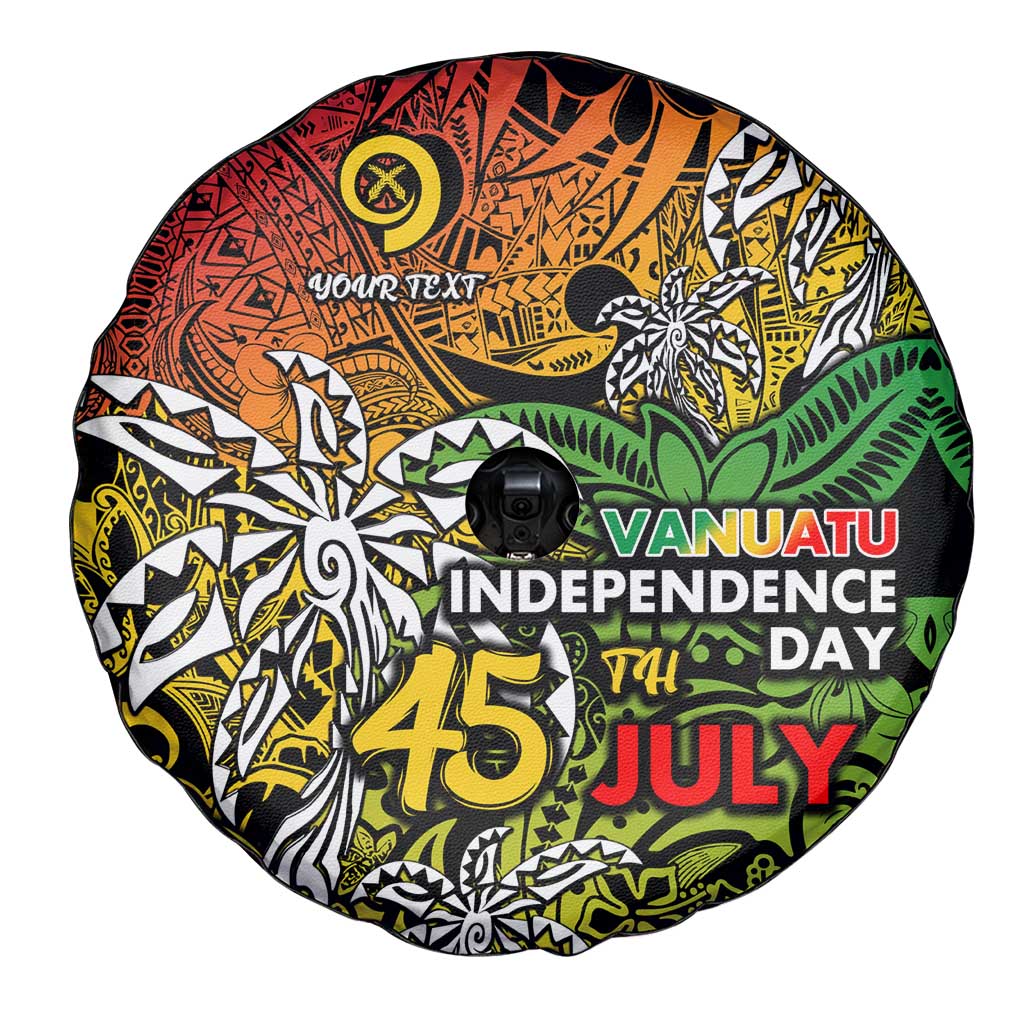 Personalized Vanuatu 45th Independence Anniversary Spare Tire Cover Melanesian Pattern Reggae - Polynesian Pride