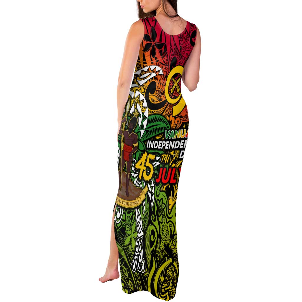 Personalized Vanuatu 45th Independence Anniversary Tank Maxi Dress Melanesian Pattern Reggae DT02 - Polynesian Pride