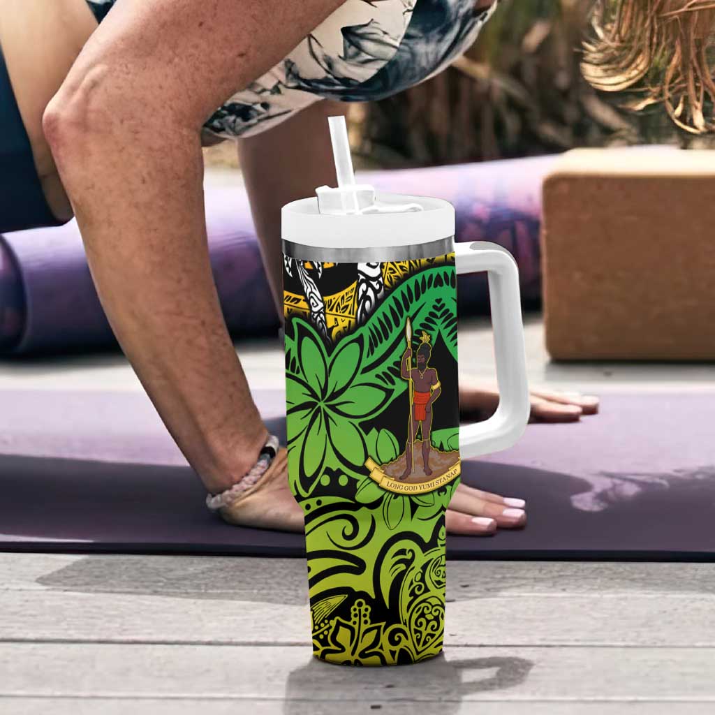 Vanuatu 45th Independence Anniversary Tumbler With Handle Melanesian Pattern Reggae DT02 - Polynesian Pride