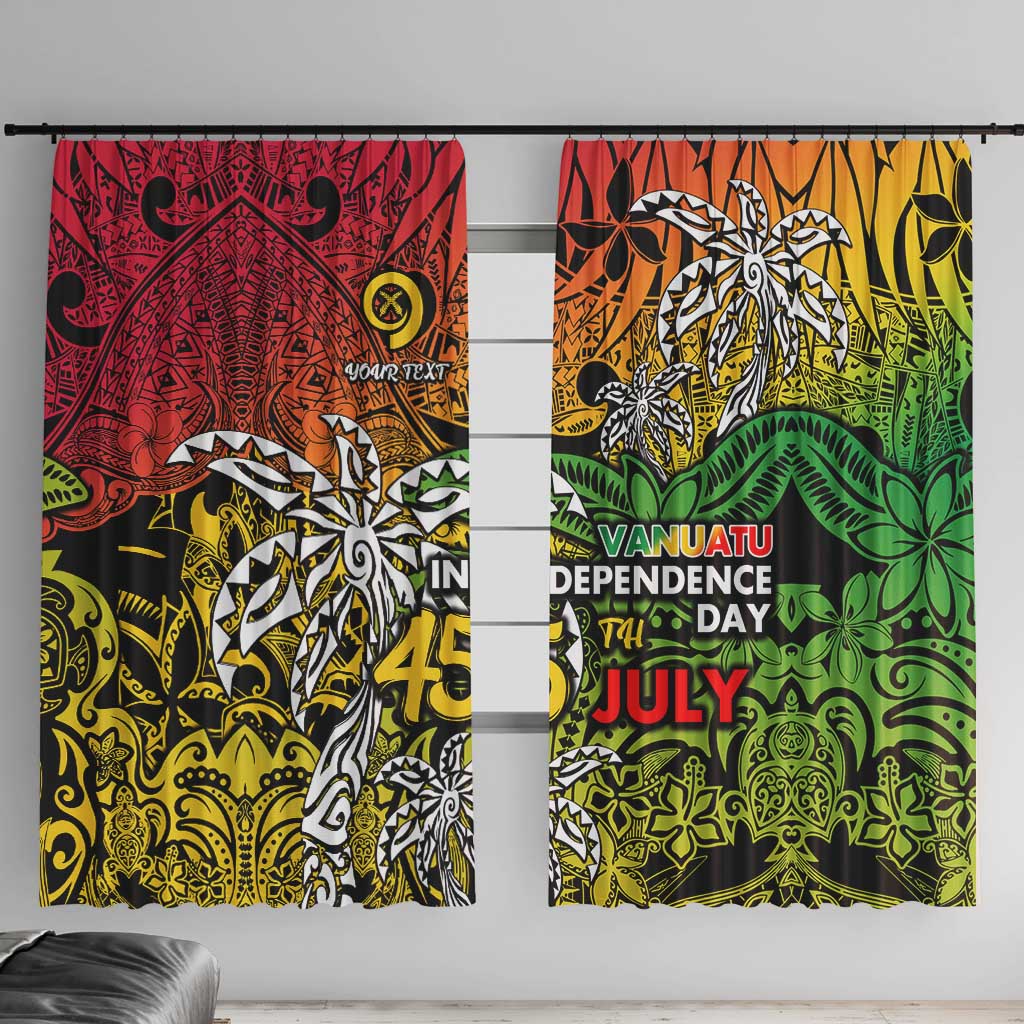 Personalized Vanuatu 45th Independence Anniversary Window Curtain Melanesian Pattern Reggae DT02 With Hooks Art - Polynesian Pride