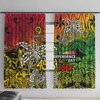 Personalized Vanuatu 45th Independence Anniversary Window Curtain Melanesian Pattern Reggae DT02 With Hooks Art - Polynesian Pride