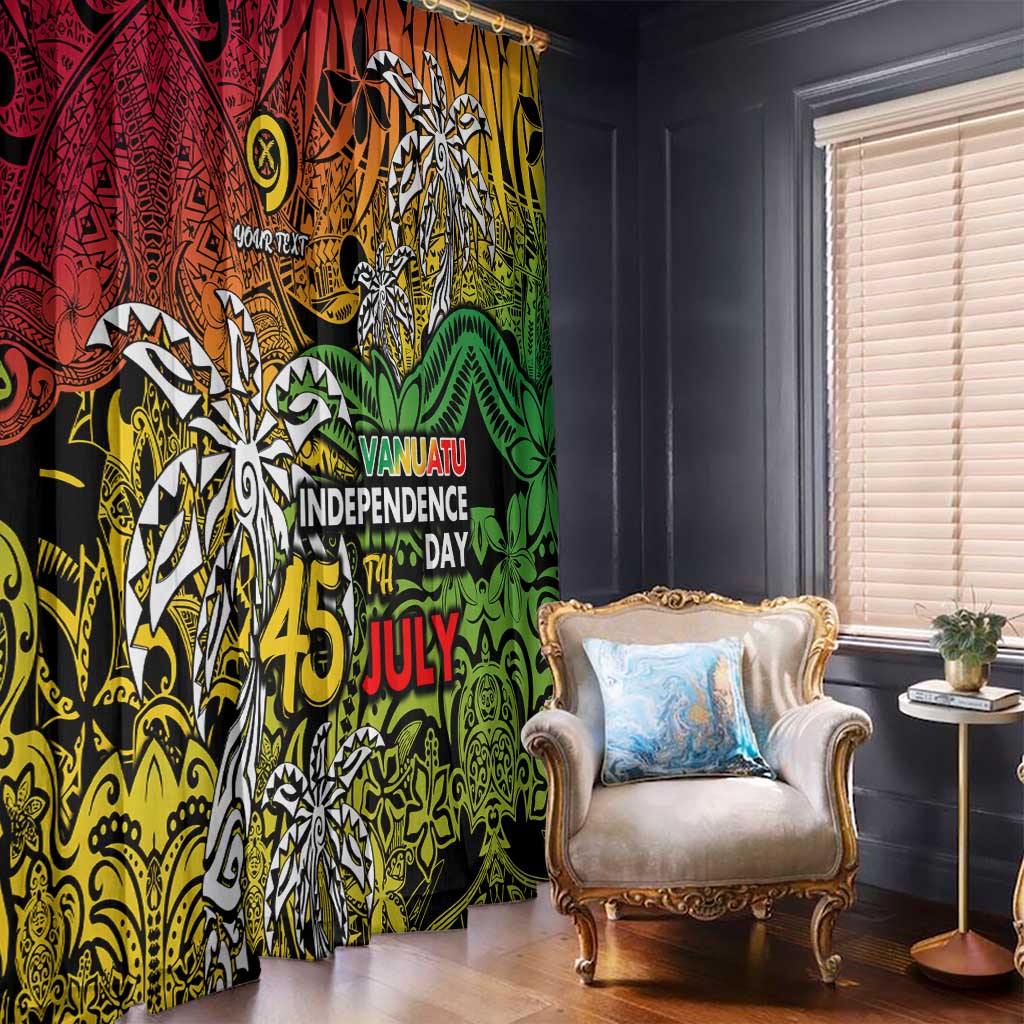 Personalized Vanuatu 45th Independence Anniversary Window Curtain Melanesian Pattern Reggae DT02 - Polynesian Pride