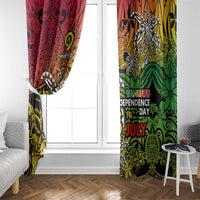 Personalized Vanuatu 45th Independence Anniversary Window Curtain Melanesian Pattern Reggae DT02 - Polynesian Pride