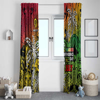 Personalized Vanuatu 45th Independence Anniversary Window Curtain Melanesian Pattern Reggae DT02 - Polynesian Pride