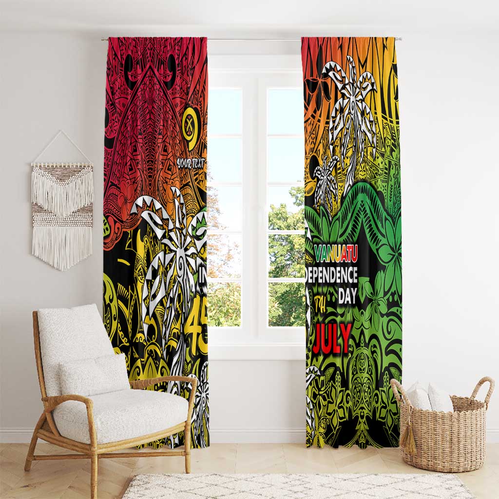 Personalized Vanuatu 45th Independence Anniversary Window Curtain Melanesian Pattern Reggae DT02 - Polynesian Pride