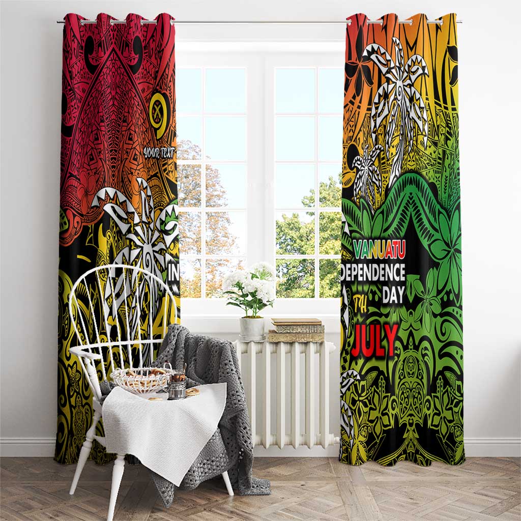 Personalized Vanuatu 45th Independence Anniversary Window Curtain Melanesian Pattern Reggae DT02 - Polynesian Pride