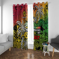 Personalized Vanuatu 45th Independence Anniversary Window Curtain Melanesian Pattern Reggae DT02 With Grommets Art - Polynesian Pride