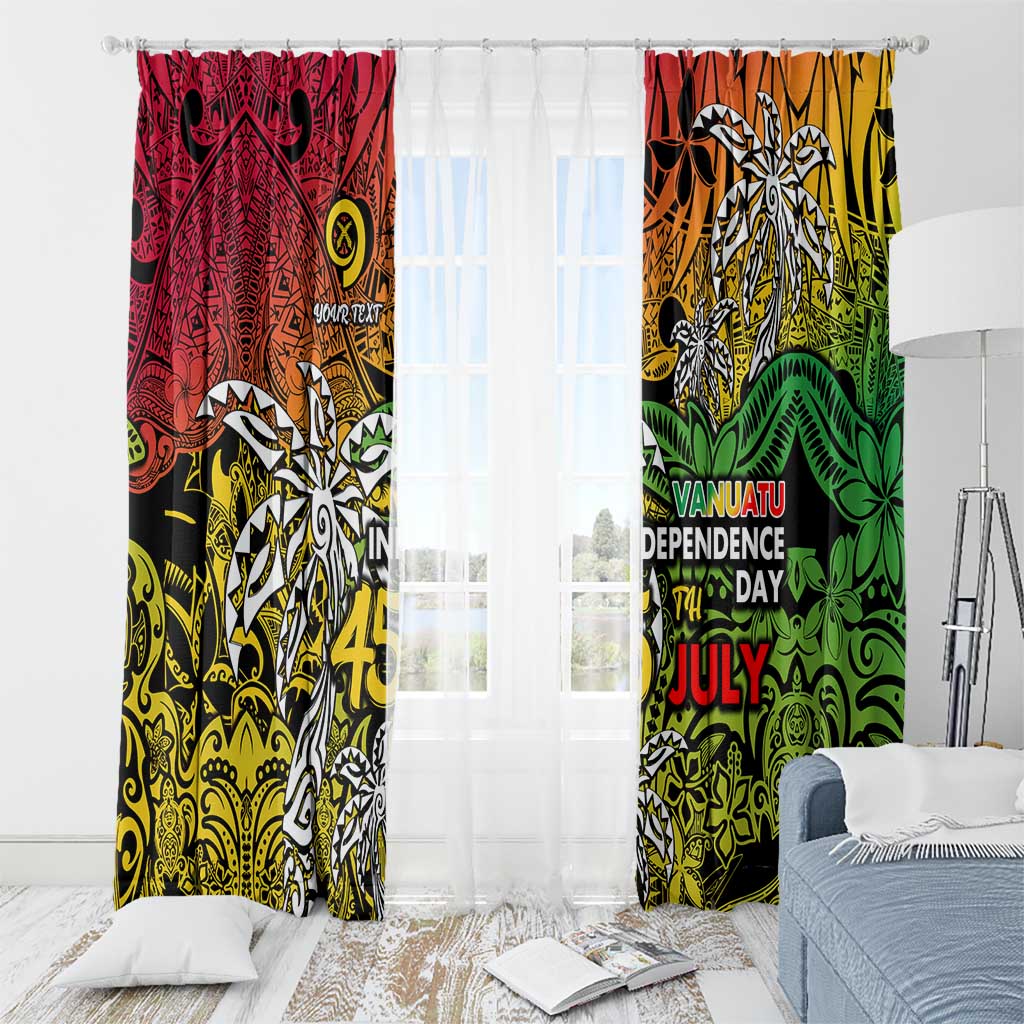 Personalized Vanuatu 45th Independence Anniversary Window Curtain Melanesian Pattern Reggae DT02 - Polynesian Pride
