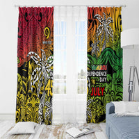 Personalized Vanuatu 45th Independence Anniversary Window Curtain Melanesian Pattern Reggae DT02 - Polynesian Pride