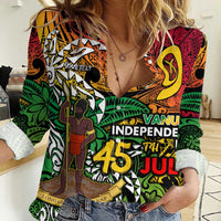 Personalized Vanuatu 45th Independence Anniversary Women Casual Shirt Melanesian Pattern Reggae - Polynesian Pride