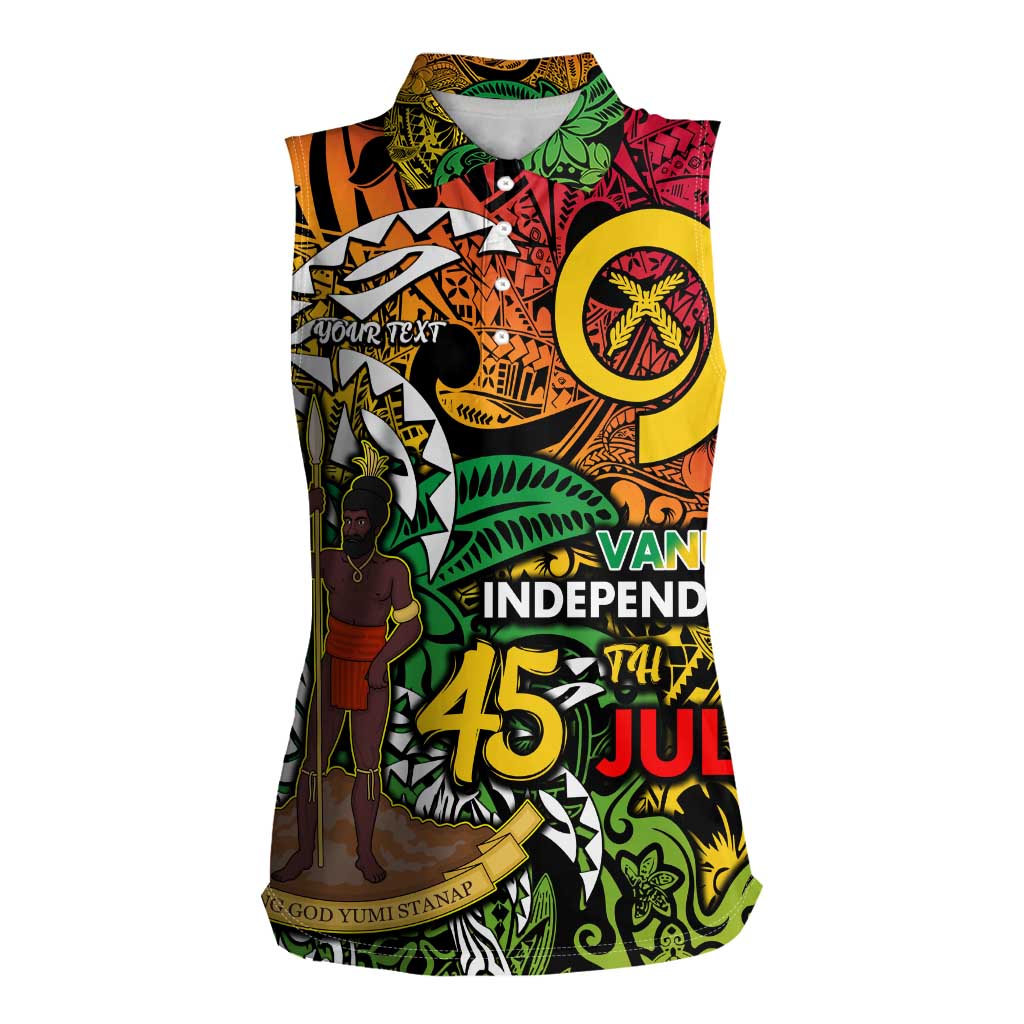 Personalized Vanuatu 45th Independence Anniversary Women Sleeveless Polo Shirt Melanesian Pattern Reggae - Polynesian Pride
