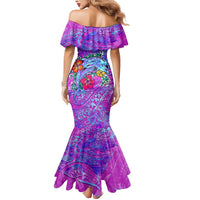 Dolphin Polynesia Mermaid Dress Hibiscus Tropical Wave - Purple Vibes DT02 - Polynesian Pride