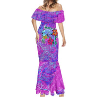 Dolphin Polynesia Mermaid Dress Hibiscus Tropical Wave - Purple Vibes DT02 - Polynesian Pride