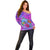 Personalized Dolphin Polynesia Off Shoulder Sweater Hibiscus Tropical Wave - Purple Vibes