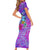 Personalized Dolphin Polynesia Short Sleeve Bodycon Dress Hibiscus Tropical Wave - Purple Vibes