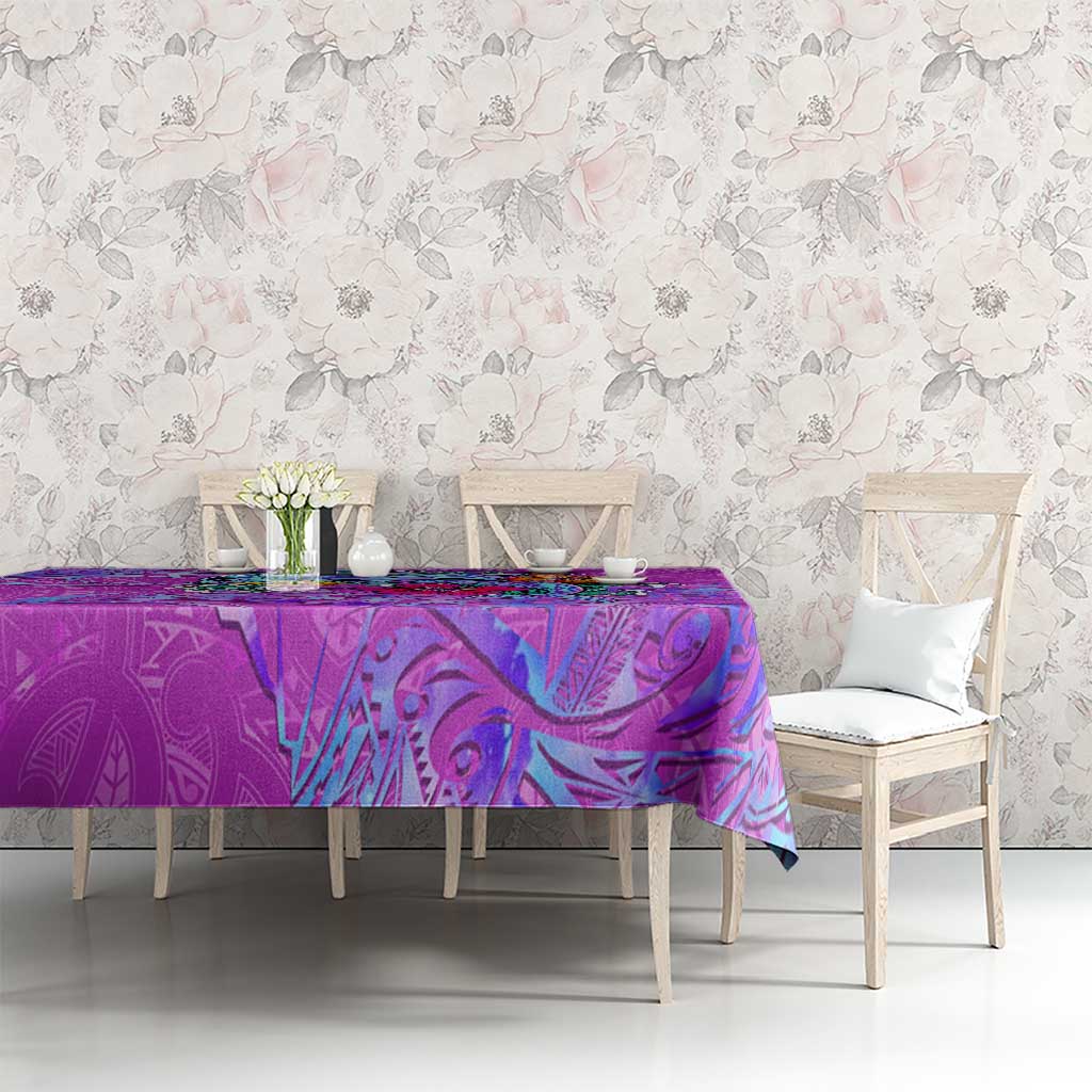 Dolphin Polynesia Tablecloth Hibiscus Tropical Wave - Purple Vibes DT02 - Polynesian Pride