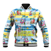 Surfing Christmas Baseball Jacket Tropical Santa Let's Go Surfing DT02 Unisex Art - Polynesian Pride
