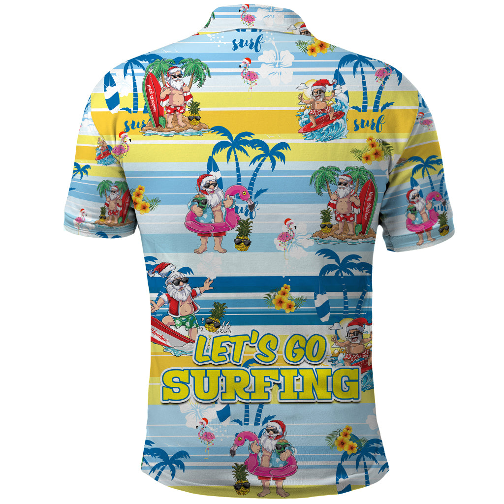 Surfing Christmas Polo Shirt Tropical Santa Let's Go Surfing DT02 - Polynesian Pride